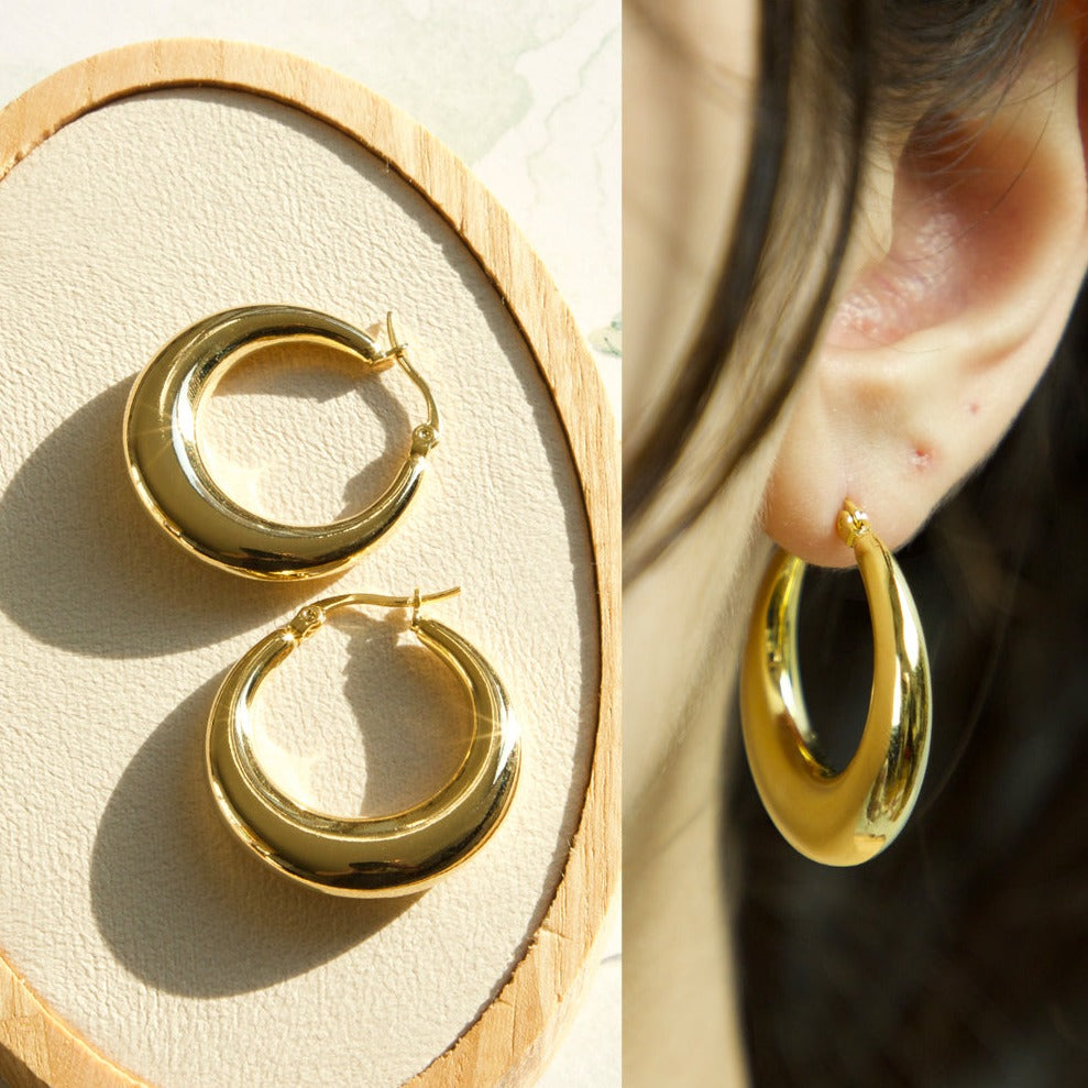 Chunky gold hoop earrings