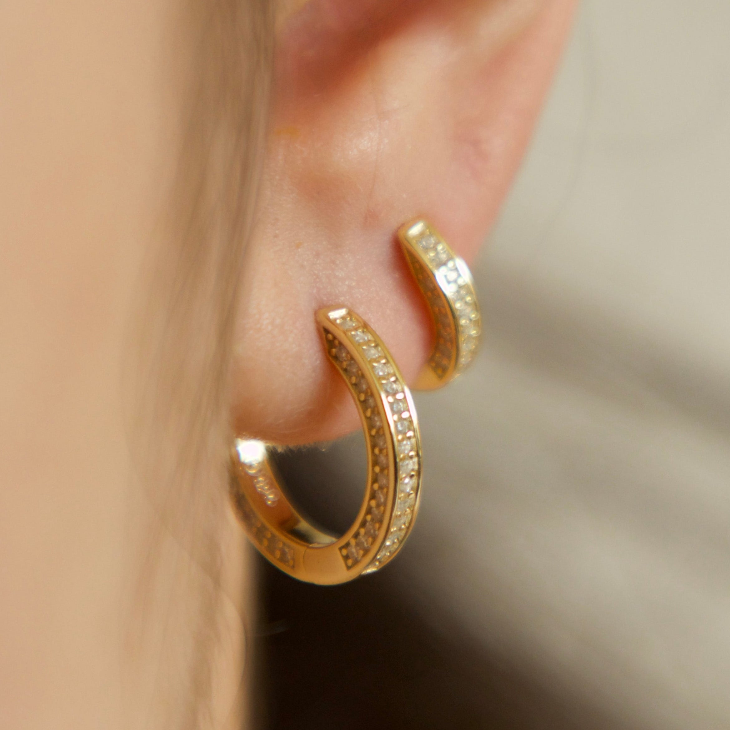 CZ diamond hoop earrings